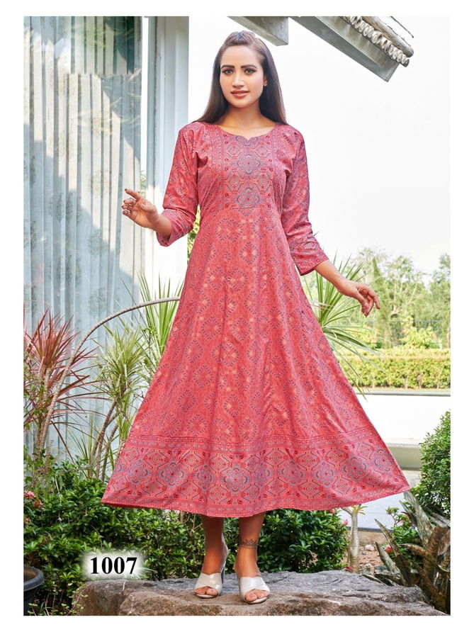 Namrata By Rangjyot Rayon Printed Long Kurtis Catalog